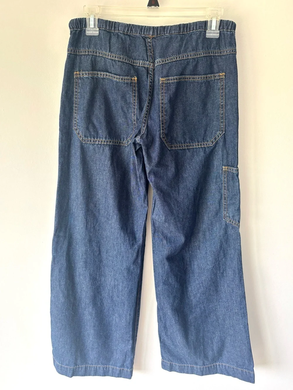John Galt Dark Blue Gracie Drawstring Low Rise Baggy Jeans Relaxed Fit Wide Leg